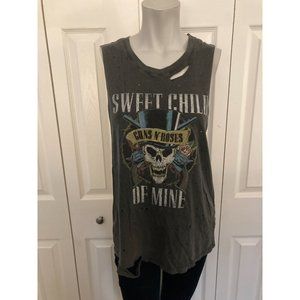 Day Dream Grey Graphic Sleeve Less Top Size Medium